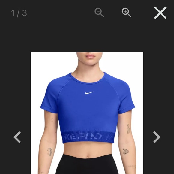 Nike Pro Women's Dri-FIT Cropped Short Sleeve Graphic T-shirt - Picture 1 of 7